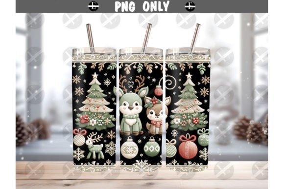 3D Christmas Pattern Embroidered Style for Modern Illustrations