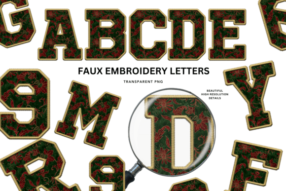 Christmas Alpha Set, Faux Embroidery for Illustrations