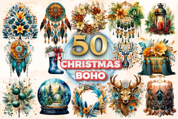 Christmas Boho Clipart Sublimation 5: A Designer's Review of Modern Illustrations