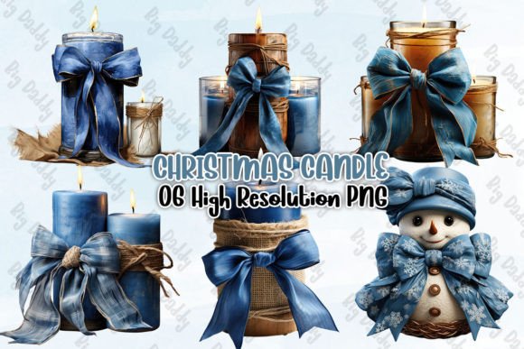 Christmas Candle Sublimation Clipart PNG for Illustrations