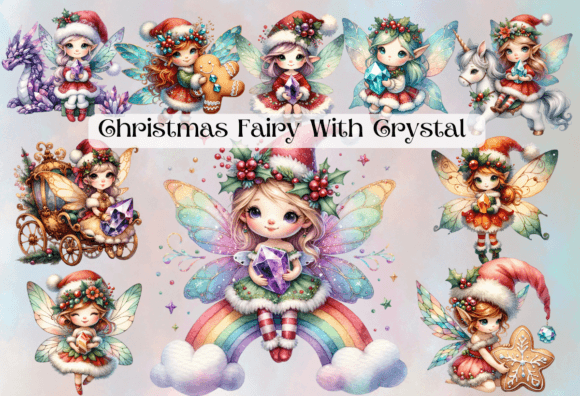 Christmas Fairy with Crystal Clipart for Seasonal Illustrations