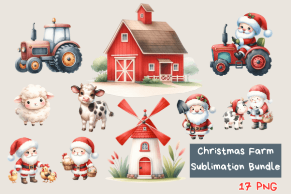 Christmas Farm Sublimation Bundle: Festive Illustrations for Local Brands