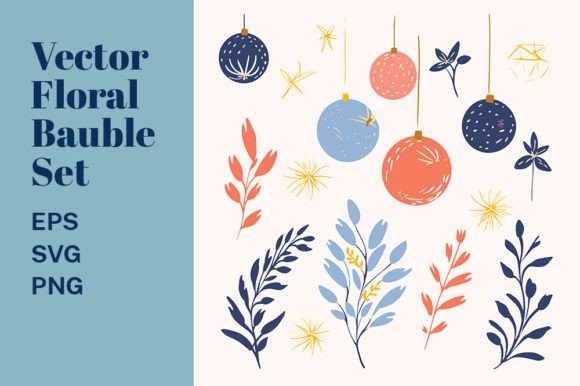 Christmas Floral Bauble SVG Clipart Set for Illustrations