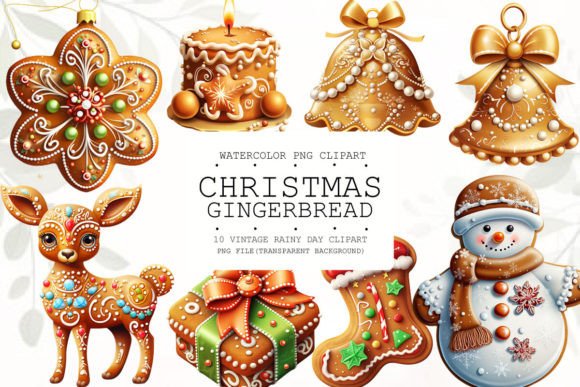 Christmas Gingerbread Clipart Bundle: Illustrations for Holiday Branding