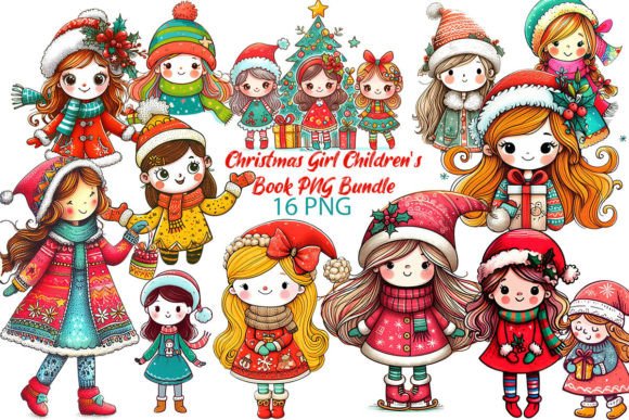 Christmas Girl Children s Book PNG Set