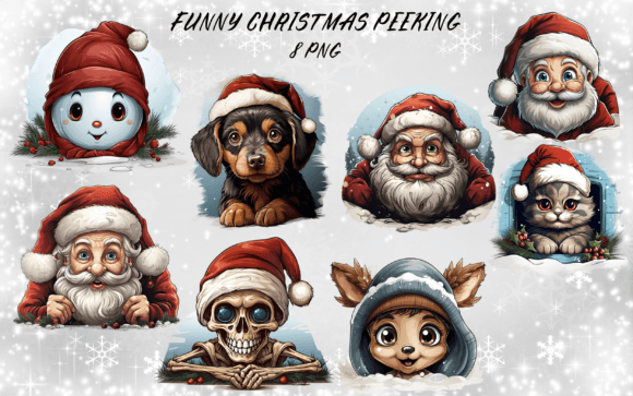 Christmas Peeking Sublimation Bundle for Illustrations