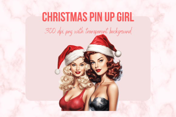 Christmas Pin Up Girl Illustration PNG for Blog Graphics