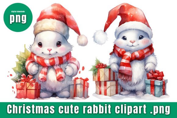 Christmas Rabbit Clipart: Festive Illustrations for Local Brands