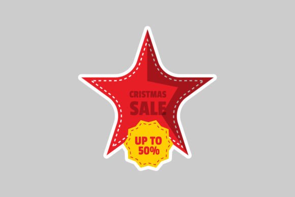 Christmas Sale Sticker Design Concept for Modern Illustrations