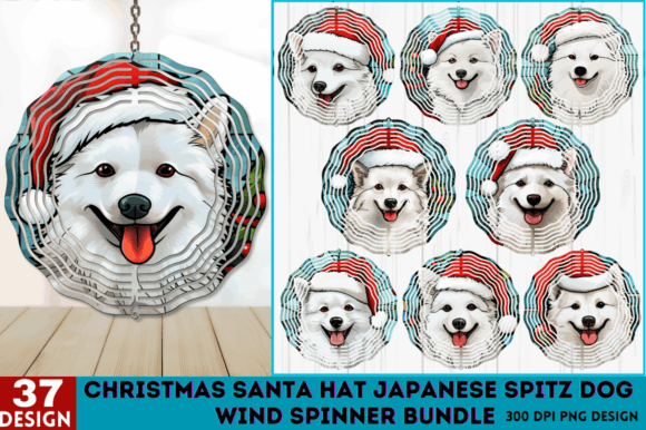 Christmas Santa Hat Japanese Spitz Dog Illustrations Review