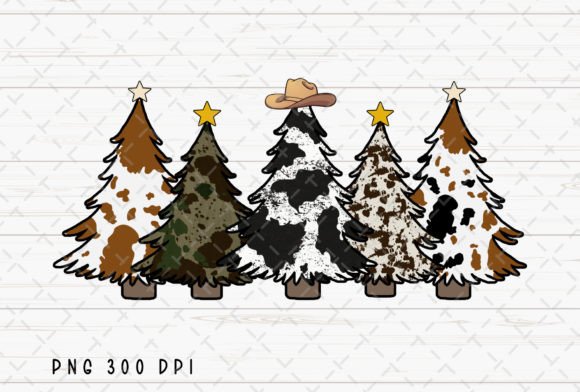 Christmas Trees Cowhide Western PNG Review for Modern Illustrations