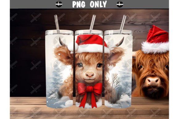 Christmas Tumbler Wraps - Highland Calf Illustrations Review