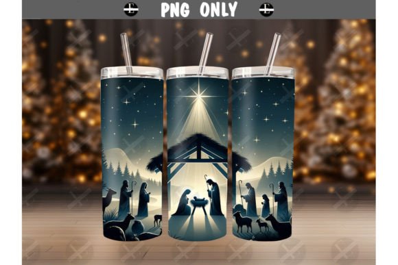 Christmas Tumbler Wraps - Nativity Scene for Illustrations