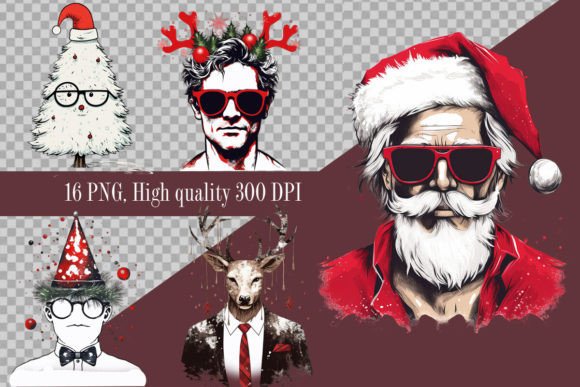 Crazy Christmas Style Clipart for Modern Illustrations