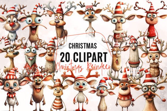 Cute Christmas Reindeer Clipart for Modern Illustrations
