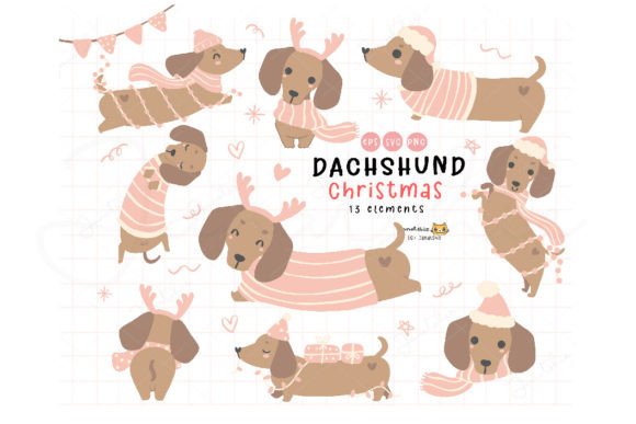 Dachshund Christmas Cute Holiday Pet SVG & Illustrations Review
