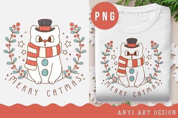 Funny Cat Snowman Christmas Sublimation: A Designer's Review of Seasonal Illustrations