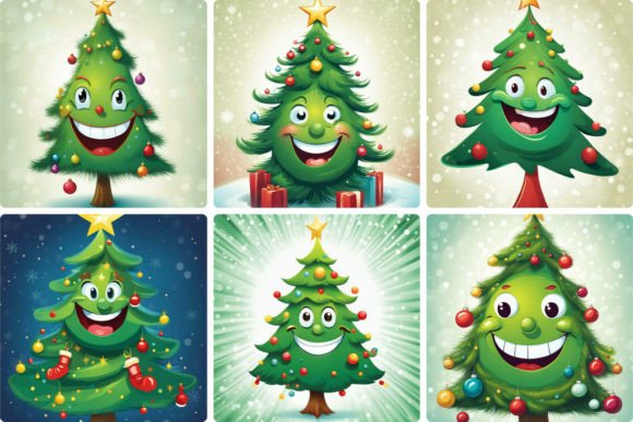 Funny, Smiling Christmas Tree in Illustrations