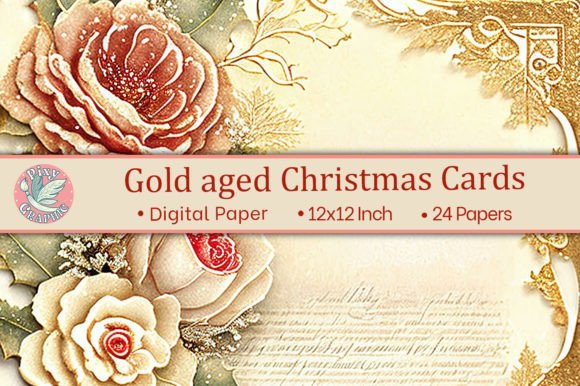 Gold Aged Christmas Cards: Vintage Illustrations for Crafters