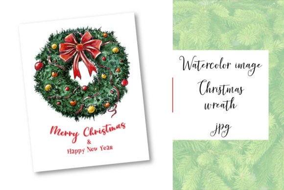 Postcard, Christmas Wreath, Watercolor: Festive Illustrations for Makers