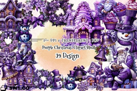 Purple Christmas Clipart Bundle Review