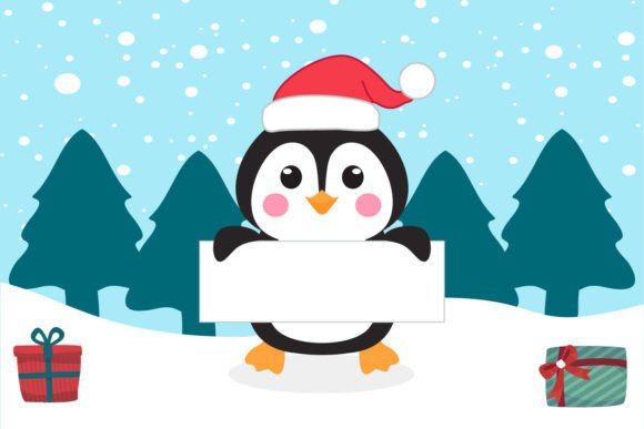 Vector Penguin Christmas Character for Seasonal Illustrations