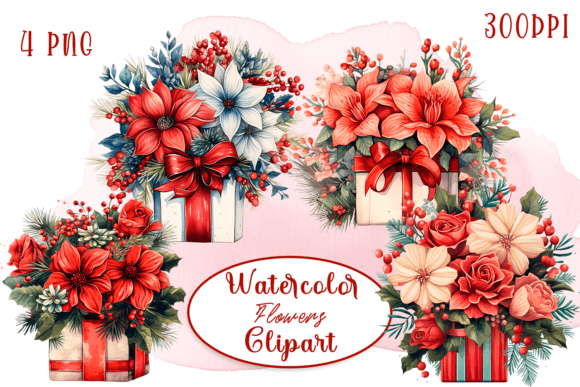 Watercolor Christmas Decor Clipart for Illustrations