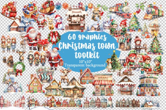 Watercolor Christmas Town Toolkit: Premium Illustrations for Seasonal Branding