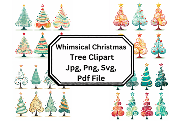 Whimsical Christmas Tree Clipart for Creative Illustrations