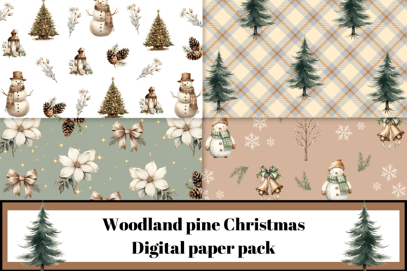 Woodland Christmas Digital Paper Pack: Premium Illustrations for Editorial Design
